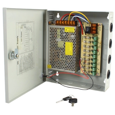 Output Type Single 9 Port 5 Amp 12V DC Distribution Power Supply Box Cabinet for CCTV