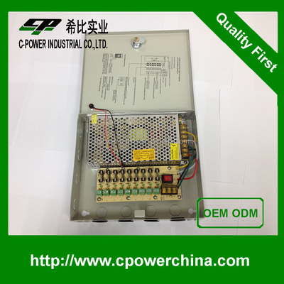 Output Current 10A CCTV Security Camera Power Supply Box Distribution 12V 9CH 18CH Ports