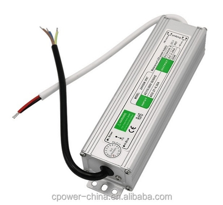 Silver White 24v DC Waterproof Electronic 50W LED Driver 100w 25w IP67 Power Supply Transformer