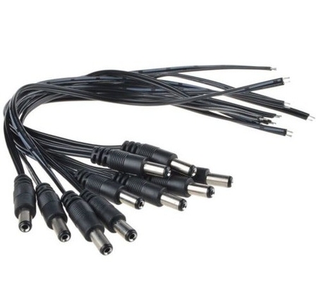 12V DC Power Pigtail Male 5.5*2.1mm Cable Plug Wire for CCTV Camera in Black Color