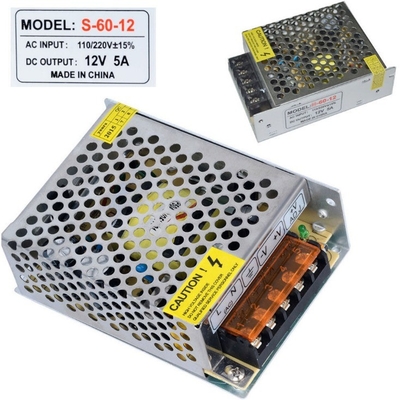 Single Output Type AC110V/220V DC 5V 12A 12V 5A 24V 3A Power Supply with 88% Efficiency