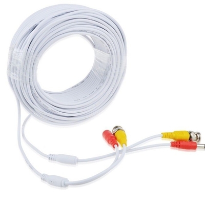 DVR CCTV Surveillance Wire White BNC Video Power Cable with Coaxial BNC Male Connector