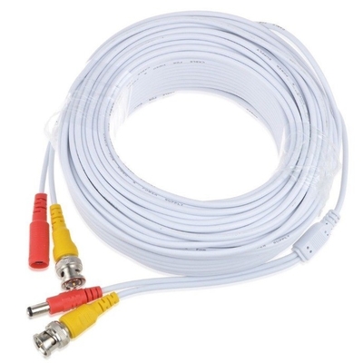 DVR CCTV Surveillance Wire White BNC Video Power Cable with Coaxial BNC Male Connector