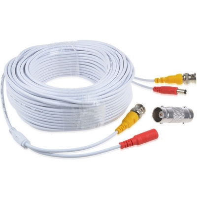 DVR CCTV Surveillance Wire White BNC Video Power Cable with Coaxial BNC Male Connector