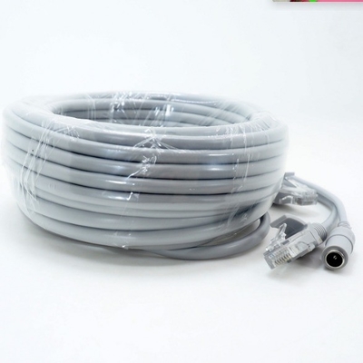 Two-in-One Cable for CCTV Extension Ethernet RJ45 and DC 12V Power NVR in Grey Color