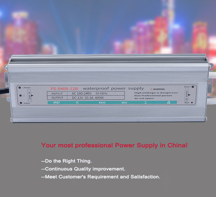 400W 12V 33.3A DC Waterproof LED Power Supply IP67 Rated Line Regulation Range ±0.5max