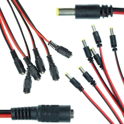 2.1mm x 5.5mm DC Male Connector Plug End Cable Wire Pigtail Cord for CCTV in Black