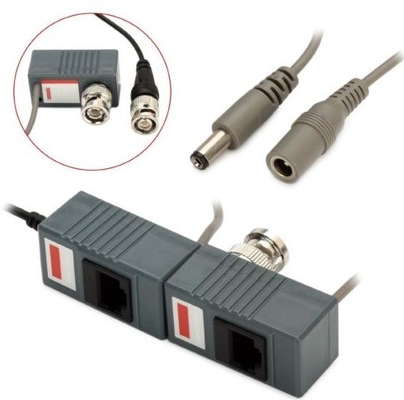 CCTV Camera Black BNC to RJ45 CAT5 CAT6 Cable Passive Video Audio Balun Connector Transceiver