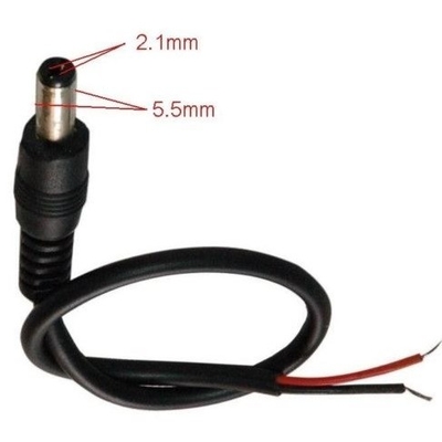 30 cm Copper Conductor DC Power Male Plug Pigtail Cable for Telecommunication Surveillance