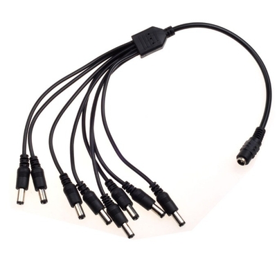 12v dc 8 Channel Power Cable Splitter 1 Female to 8 Male Black CCTV Security System Camera