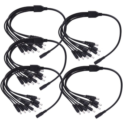 12v dc 8 Channel Power Cable Splitter 1 Female to 8 Male Black CCTV Security System Camera