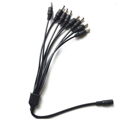 12v dc 8 Channel Power Cable Splitter 1 Female to 8 Male Black CCTV Security System Camera