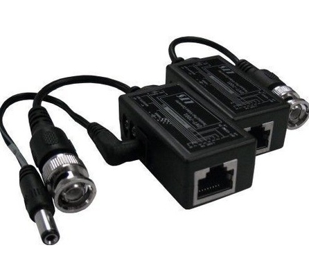 Black CCTV BNC to RJ45 Video Balun with DC Power Extender Over Ethernet Cat5/6 Cable