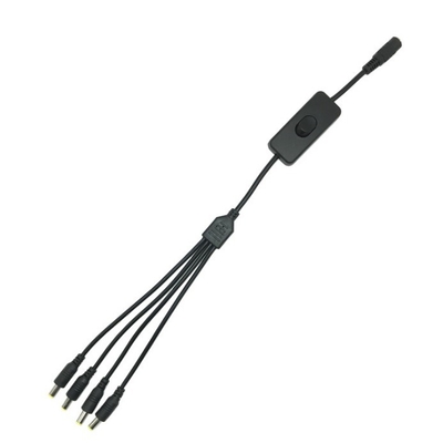Copper Conductor LOW VOLTAGE 2.1*5.5mm CCTV Security Camera Power Splitter Cable with Switch