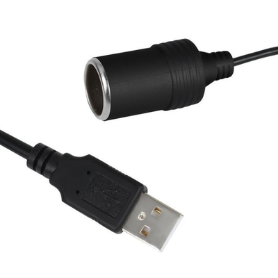 5V to 12V USB Car Cigarette Lighter Socket Female Converter Adapter Black PVC Design
