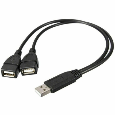 LOW VOLTAGE USB 2.0 A Male To 2 Dual Female Jack Y Splitter Hub Cord-Cable-Ada Power
