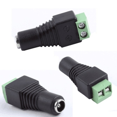 Black and Green DC Power Screw Terminal Female 2.1x5.5mm Jack Connector Adapter for CCTV Camera Wire