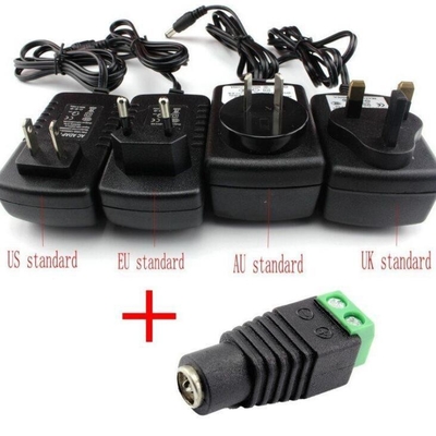 Black and Green DC Power Screw Terminal Female 2.1x5.5mm Jack Connector Adapter for CCTV Camera Wire