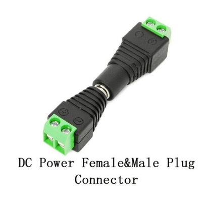 Black and Green DC Power Screw Terminal Female 2.1x5.5mm Jack Connector Adapter for CCTV Camera Wire