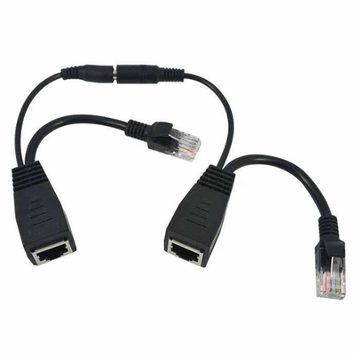 DC Plug Male End POE Splitter Cable Injector 16cm Length for CCTV IP Camera in Black