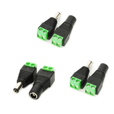 ABS CCTV Camera Connectors 2.1mm DC RCA Phono BNC Plug and Socket Cable Connection