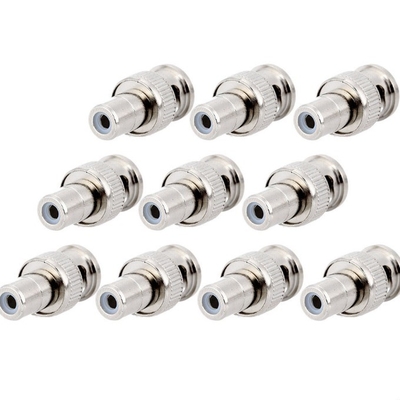 Male to Female BNC to RCA Coaxial Connector Adapter Silver for Surveillance Camera