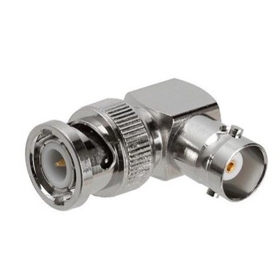 Silver Male Plug to BNC Female Jack CCTV Camera Video Adapter w/ 90 Degree Angle