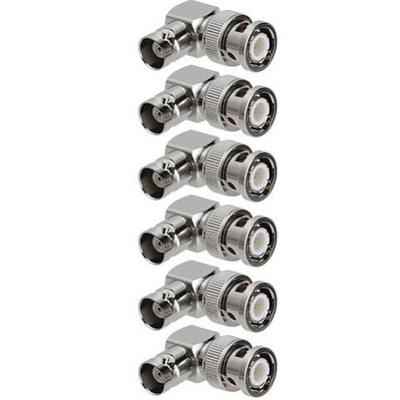 Silver Male Plug to BNC Female Jack CCTV Camera Video Adapter w/ 90 Degree Angle