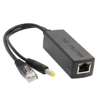 48V to 12V 5V 2.4A Active PoE Splitter for CCTV IP Camera IEEE802.3 Compliant in Black