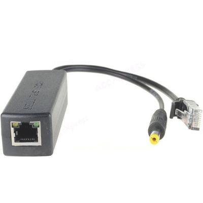 48V to 12V 5V 2.4A Active PoE Splitter for CCTV IP Camera IEEE802.3 Compliant in Black