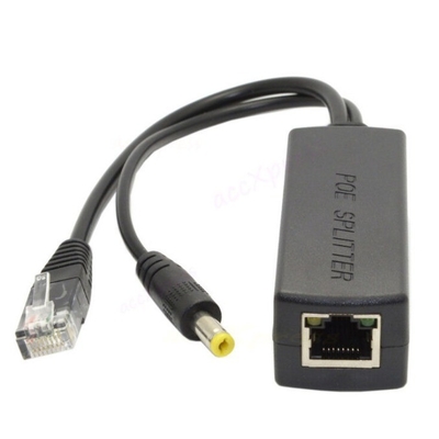 48V to 12V 5V 2.4A Active PoE Splitter for CCTV IP Camera IEEE802.3 Compliant in Black