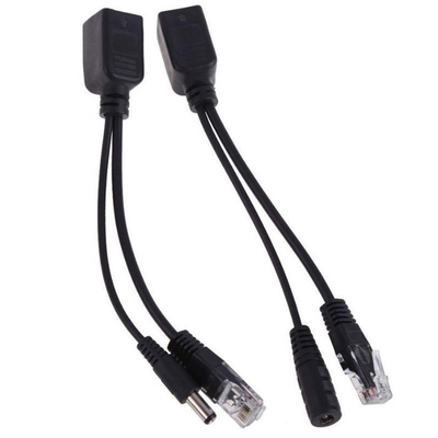 Black Passive Power Over Ethernet Rj45 Poe Adapter Injector Splitter for -40°C 60°C
