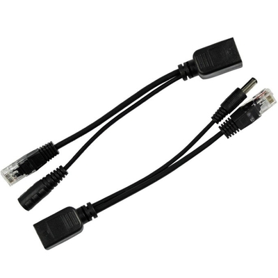 Black Passive Power Over Ethernet Rj45 Poe Adapter Injector Splitter for -40°C 60°C