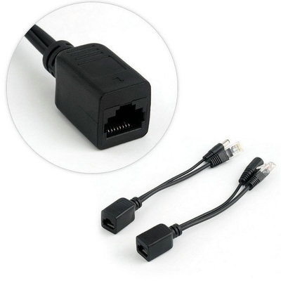Black Passive Power Over Ethernet Rj45 Poe Adapter Injector Splitter for -40°C 60°C