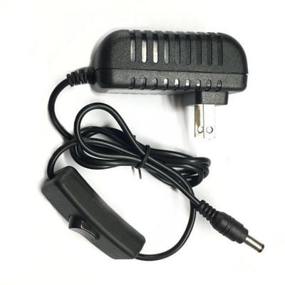 Black Power Adapter AC100-240V 12V 2A 24W Adaptor with On/Off Switch and DC Connector