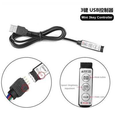 Female 1m Black LED Strip with 5v Power Supply and 3key USB Controller