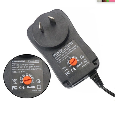 12V 2A 24W Right Angle DC Power Plug Adapter for C-Power AC100-240 Output DC3-12V